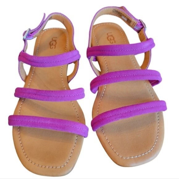 UGG women's Mytis  flat Sandal Size 6 Magenta pink strappy open toe - Picture 3 of 6